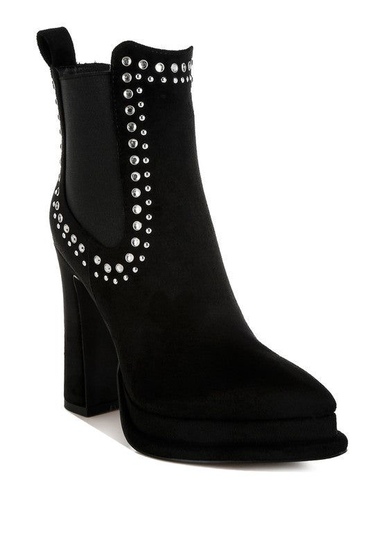 Dalton Studs Embellished High Ankle Boots - Tigbul's Variety Fashion Shop