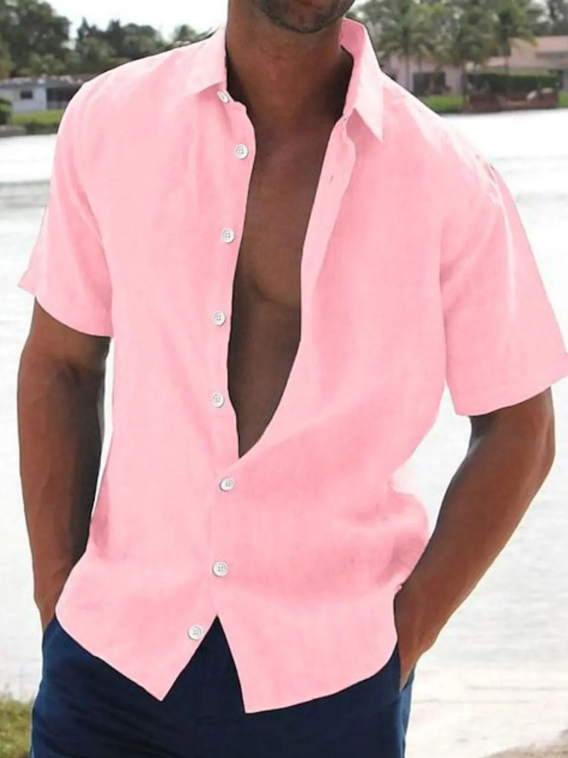 Men's Full Size Button Up Short Sleeve Shirt Plus Size - Tigbul's Variety Fashion Shop