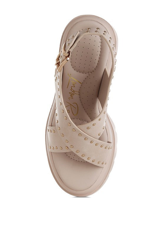 Nambo Stud Embellished Block Heel Sandals - Tigbul's Variety Fashion Shop
