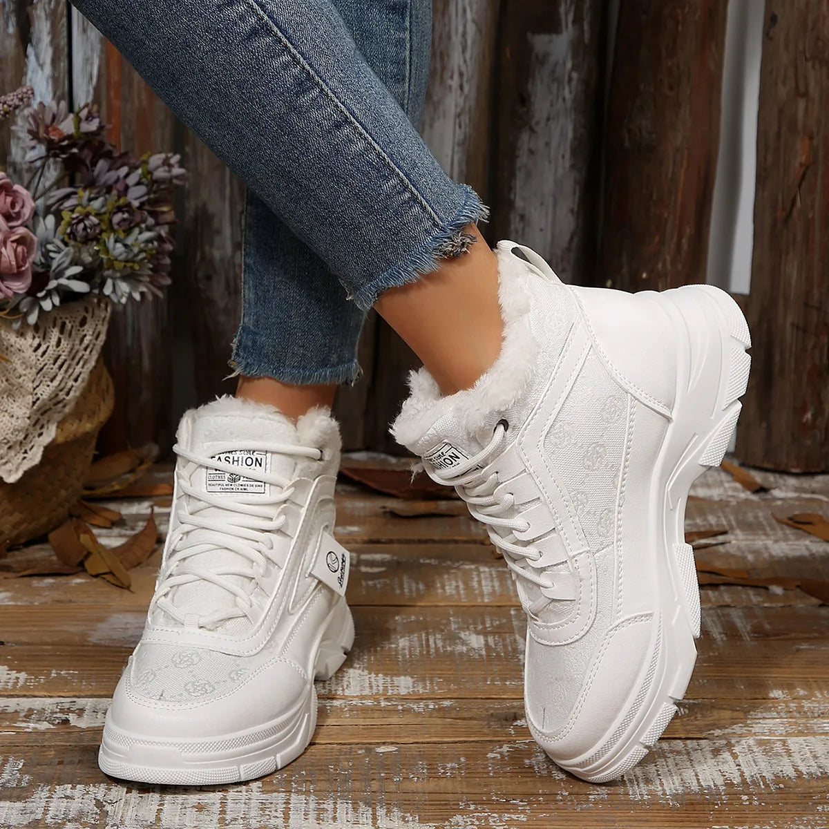 High-Top Platform Chunky Sneaker Boots Lace-Up - Tigbul's Variety Fashion Shop