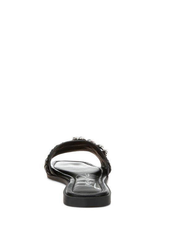 Hazbin Diamante Flat Sandals - Tigbul's Variety Fashion Shop