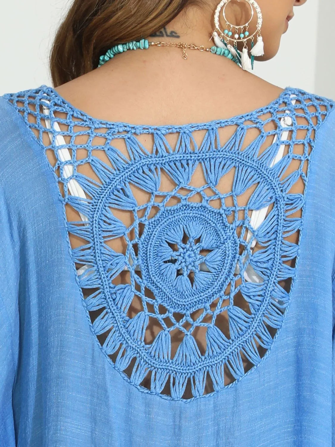 Tassel Crochet Round Neck Cover-Up - Tigbul's Variety Fashion Shop