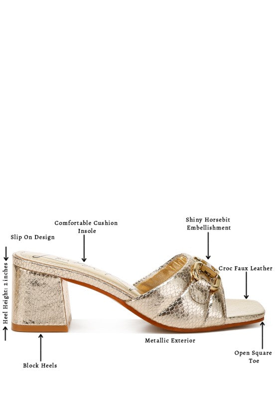 Bellamy Horsebit Detail Snake Print Sandals - Tigbul's Variety Fashion Shop