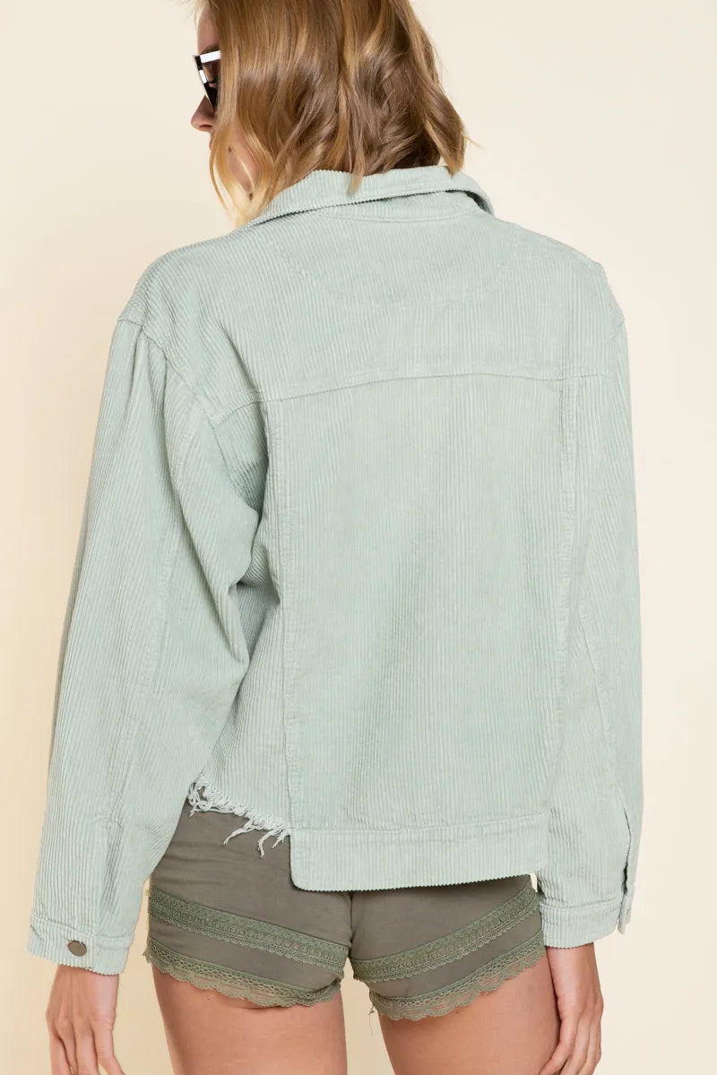 POL Button Down Corduroy Trucker Jacket - Tigbul's Variety Fashion Shop