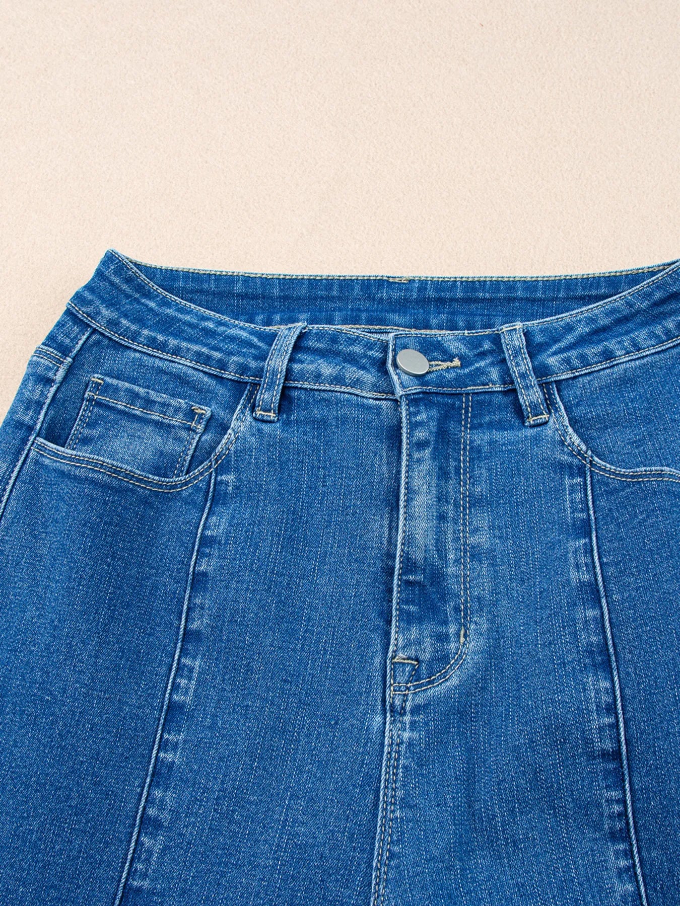 Seam Detail Flared Bottom Ankle Length Jeans - Tigbul's Variety Fashion Shop