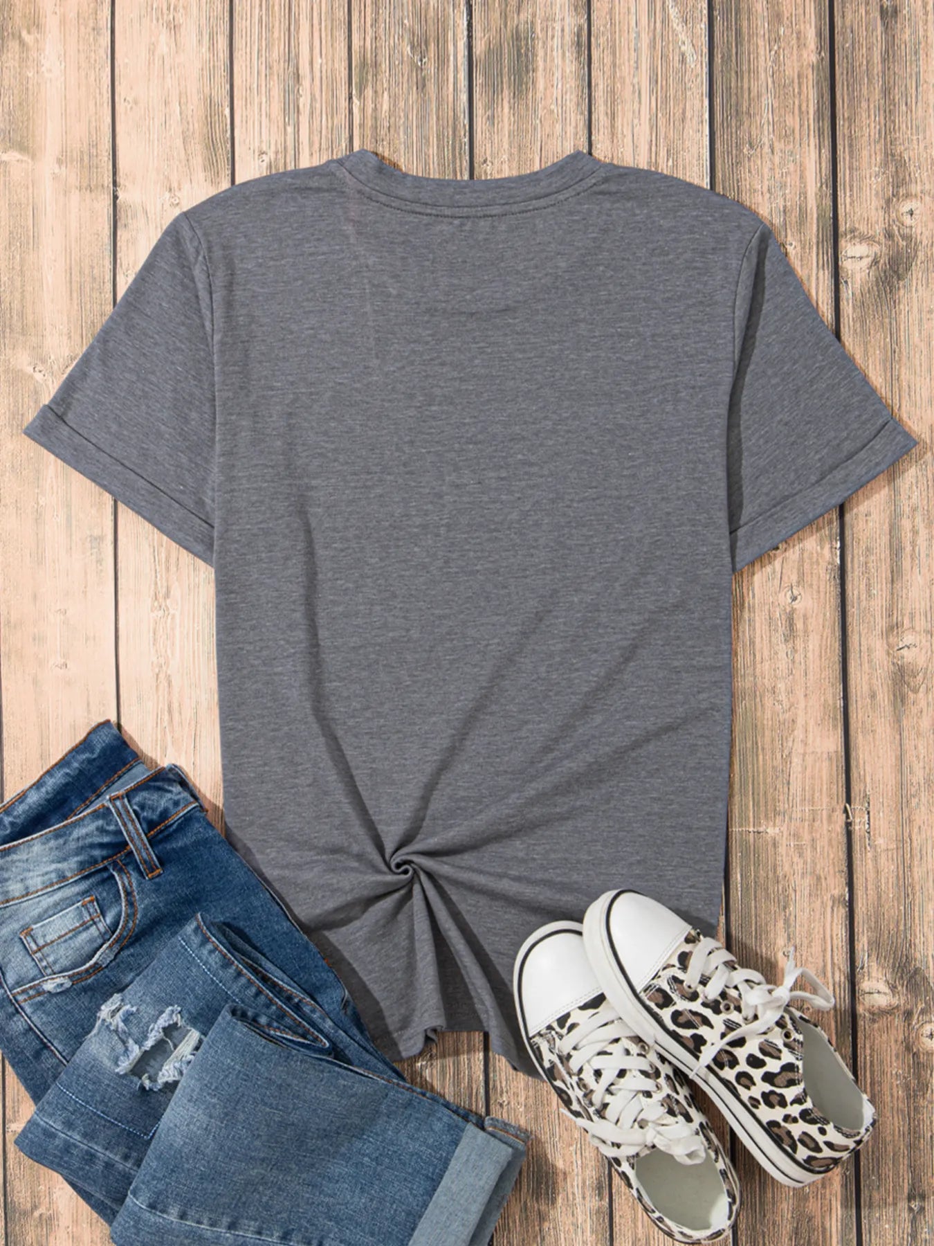 American Heart Graphic Round Neck T Shirt - Tigbul's Variety Fashion Shop