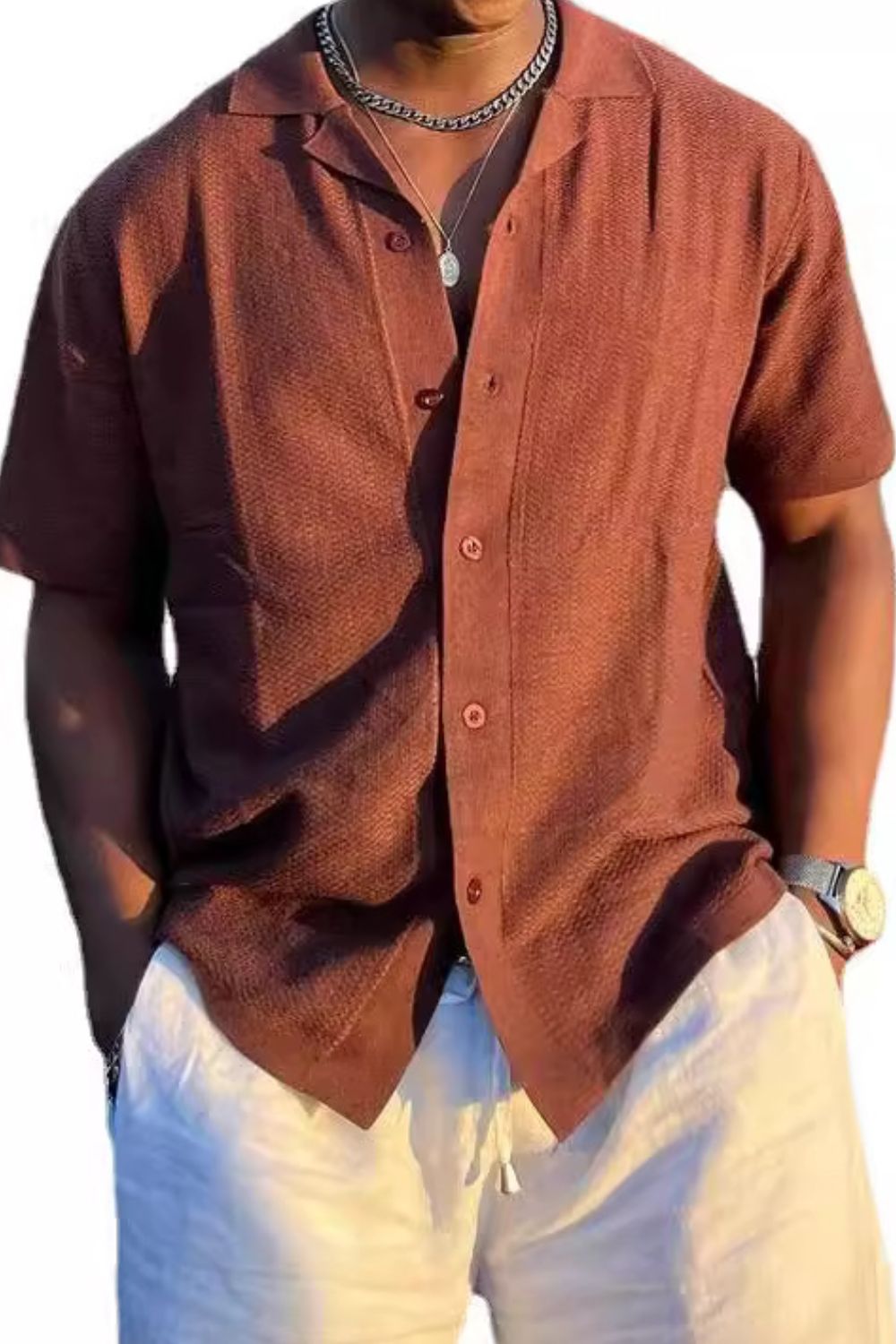 Men's Plus Size Button Down Short Sleeve Shirt - Tigbul's Variety Fashion Shop