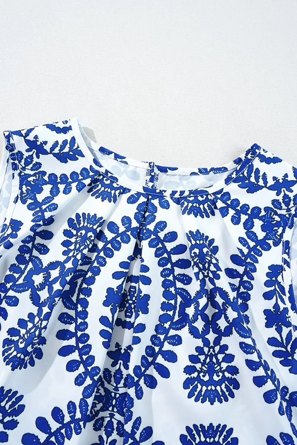 Printed Crew Neck Sleeveless Top - Tigbul's Variety Fashion Shop