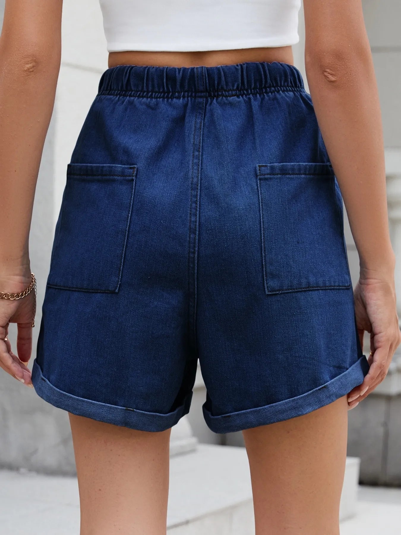 Drawstring Wash Denim Shorts - Tigbul's Variety Fashion Shop