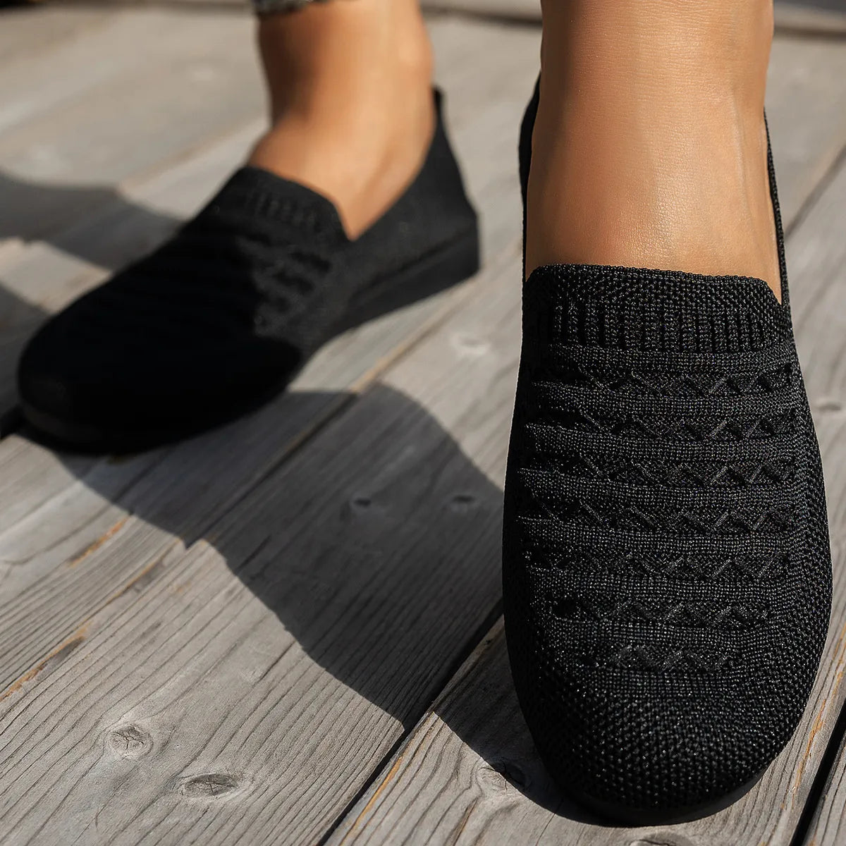 Breathable Knit Slip-On Loafers - Tigbul's Variety Fashion Shop