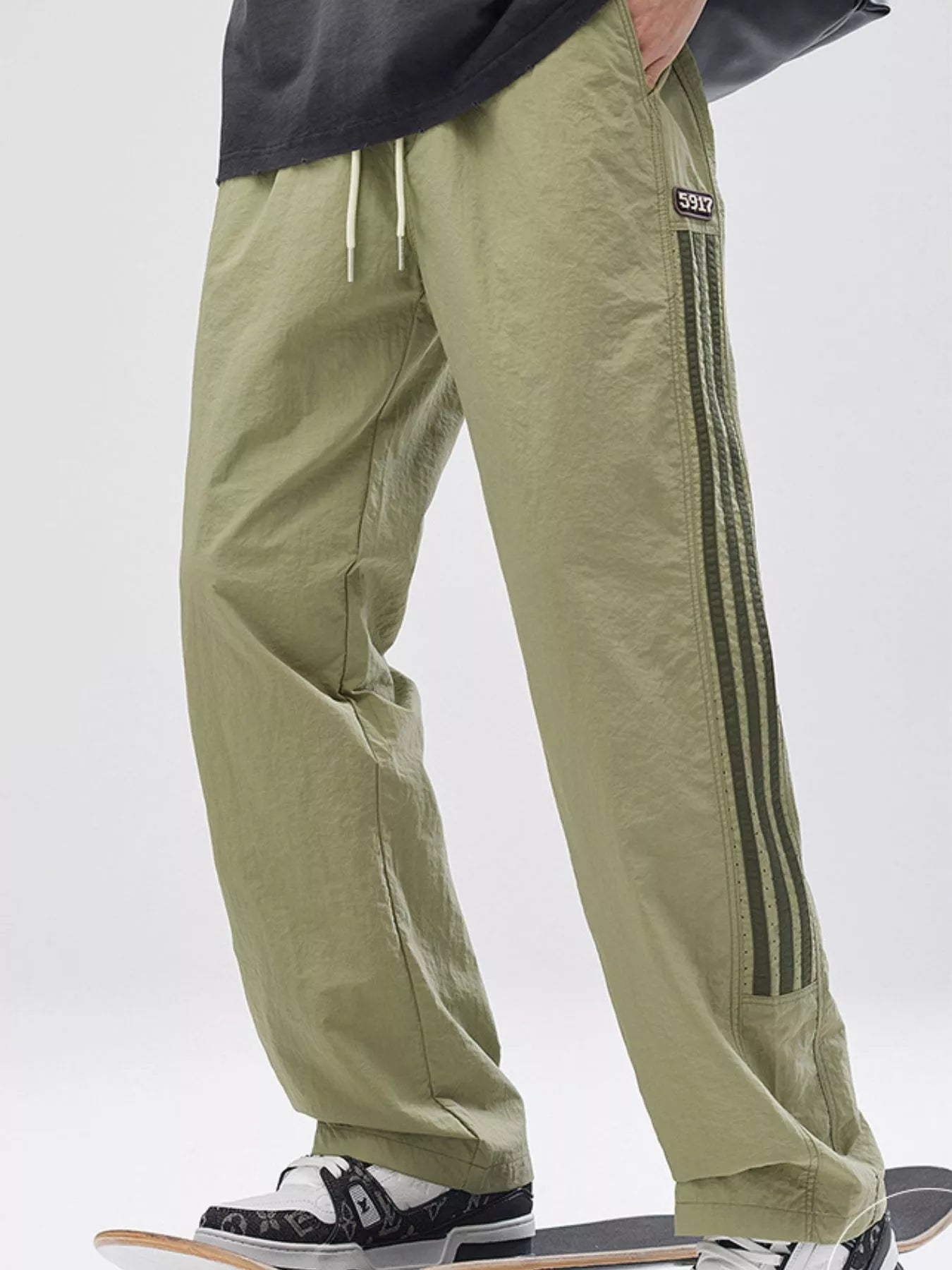 Men's Full Size Striped Wide Leg Pants Plus Size - Tigbul's Variety Fashion Shop