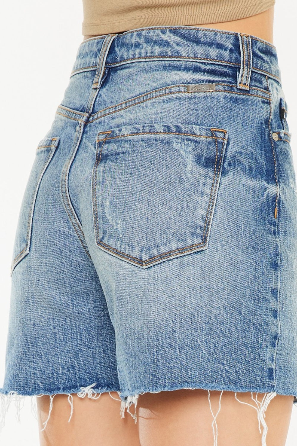 Kancan Full Size Raw Hem High Waist Denim Shorts - Tigbul's Variety Fashion Shop