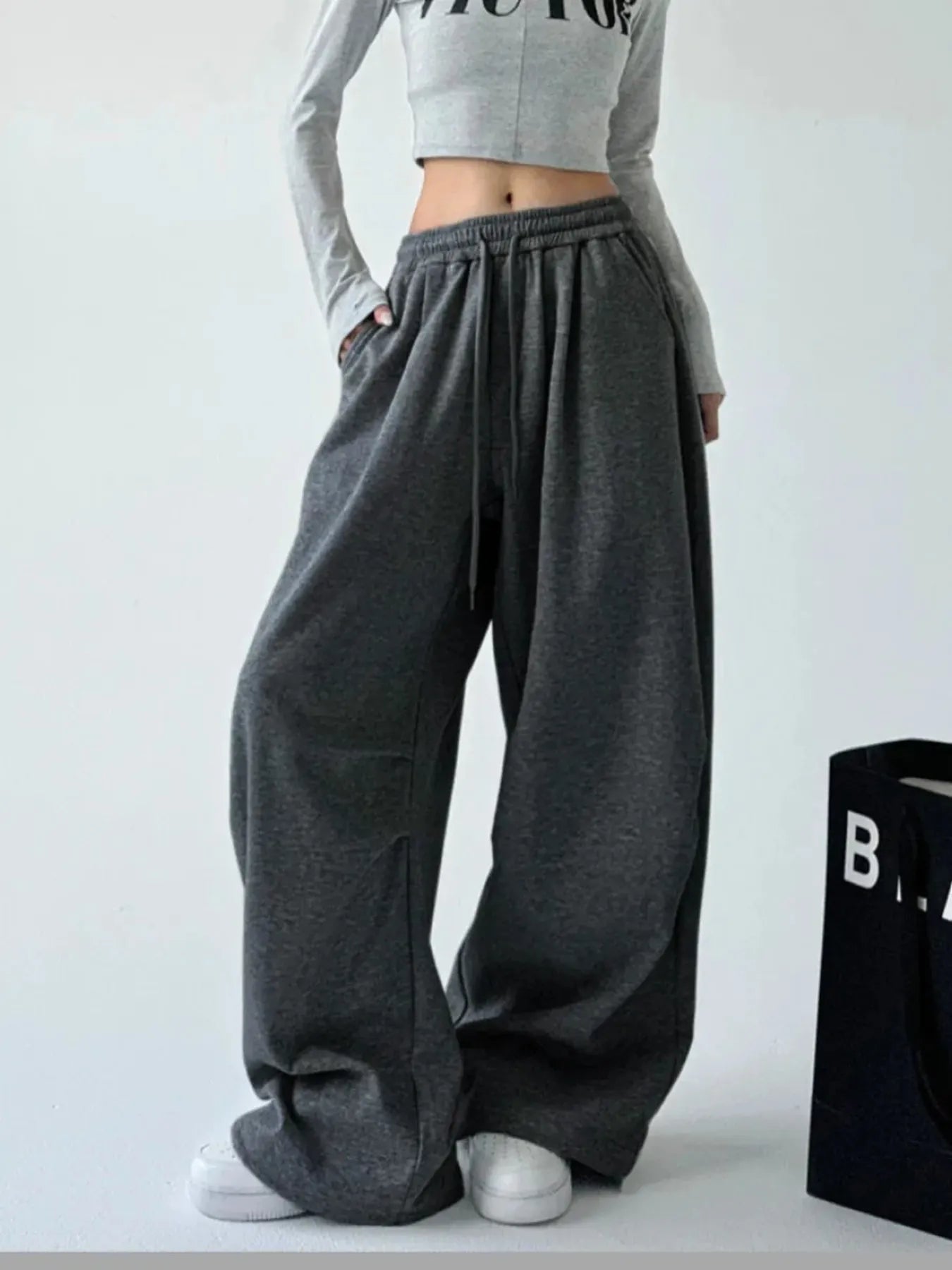 Oversized Wide Leg Drawstring Pants - Tigbul's Variety Fashion Shop