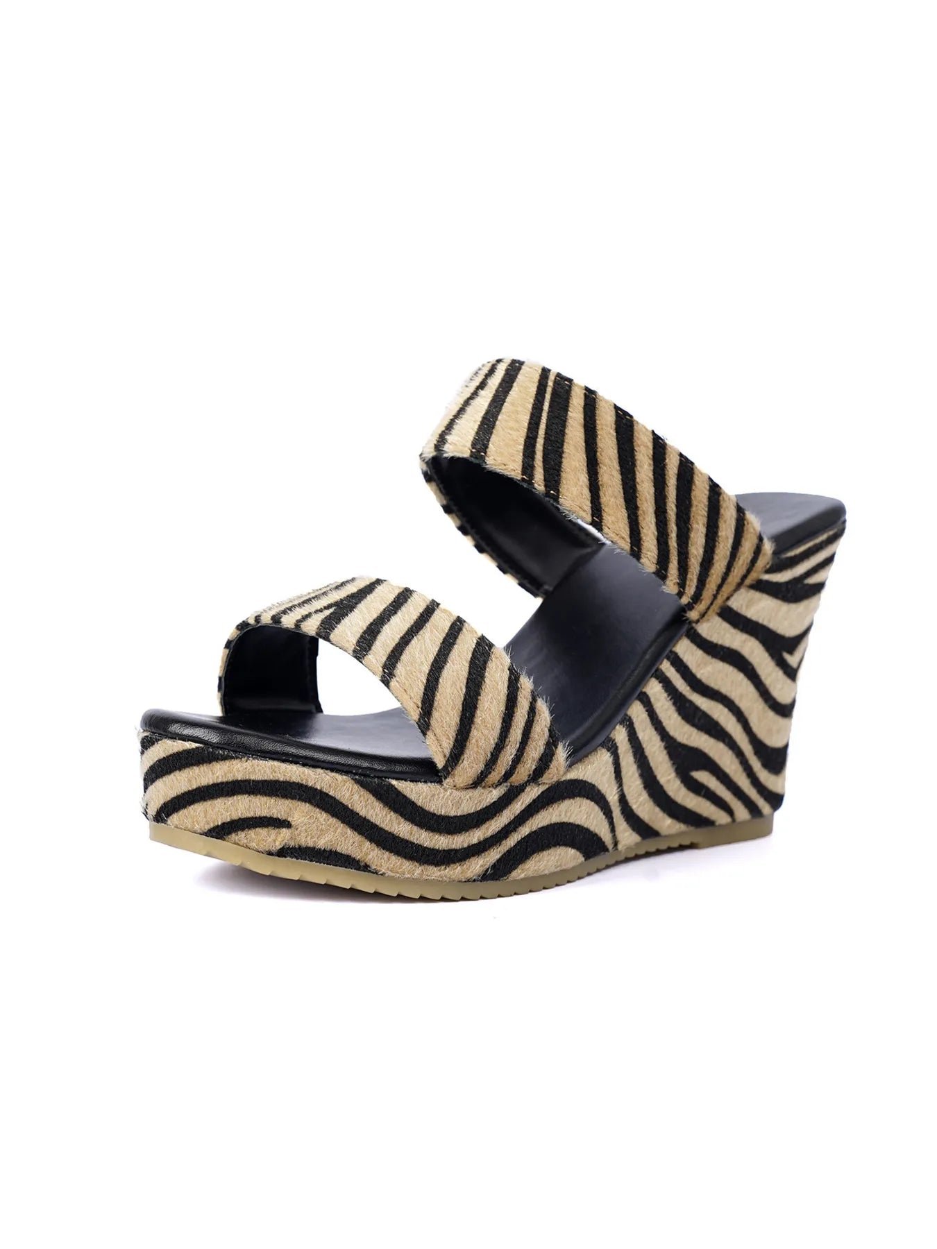 Zebra Print Platform Wedge Sandals - Tigbul's Variety Fashion Shop