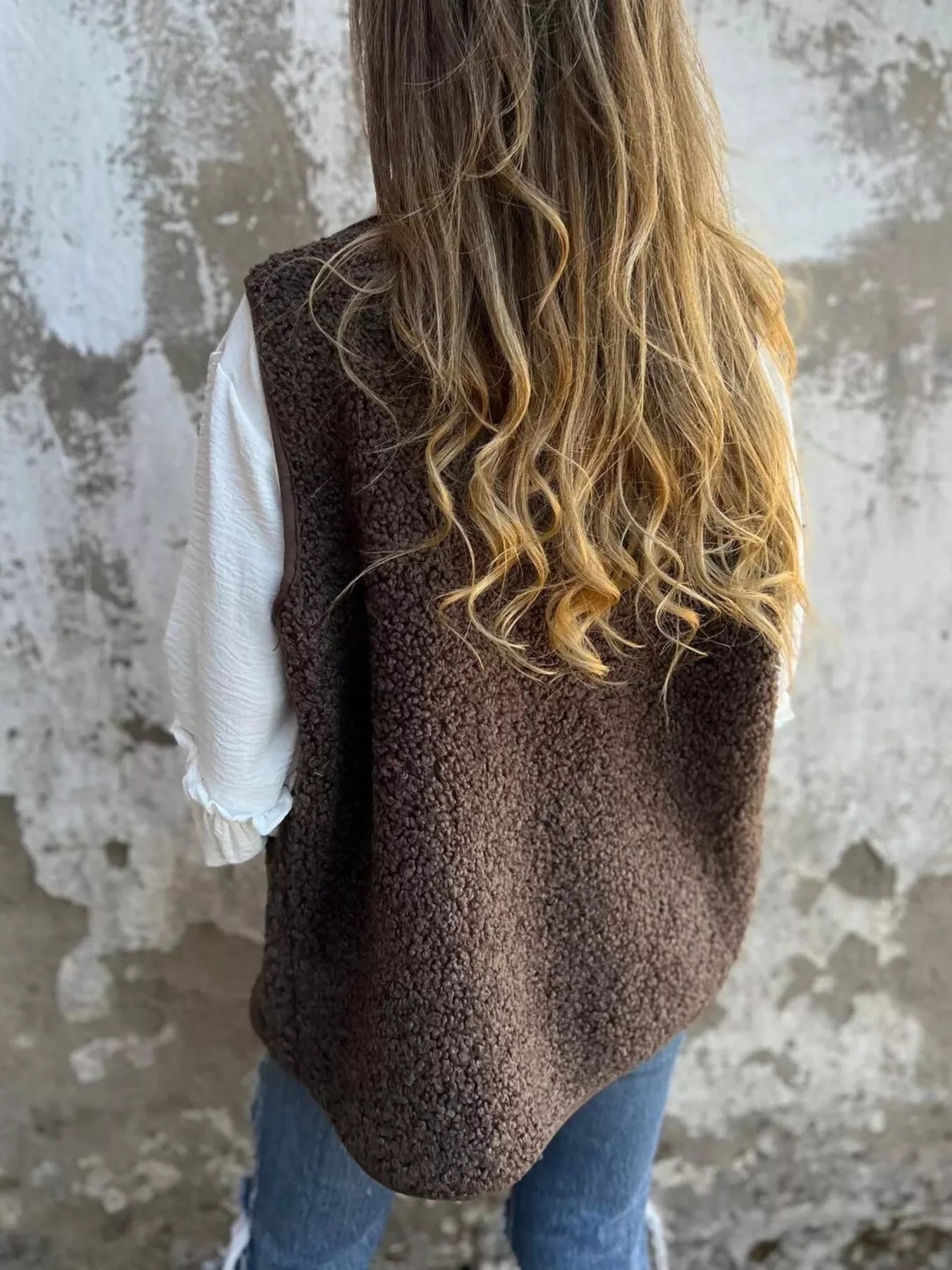 Full Size Cozy Sherpa Fleece Button-Up Vest Coat with Pockets Plus Size - Tigbul's Variety Fashion Shop
