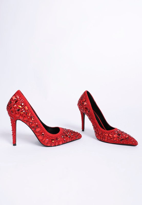 Iceout Diamante & Rhinestone Embellishments Pumps - Tigbul's Variety Fashion Shop