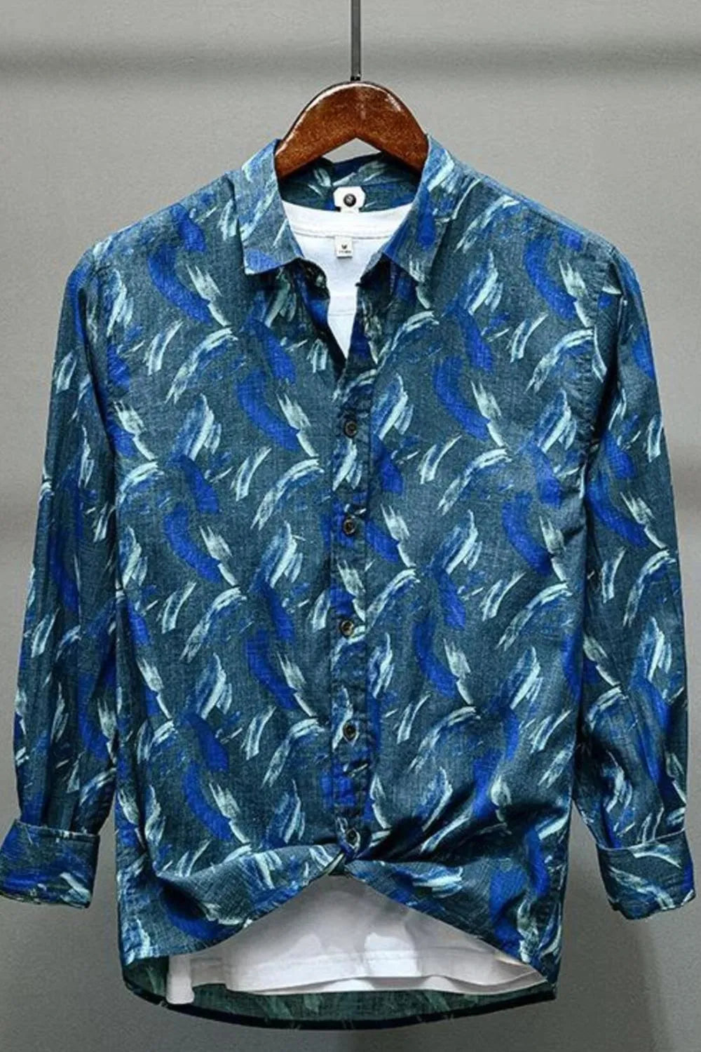 Men's Printed Button Up Long Sleeve Shirt - Tigbul's Variety Fashion Shop