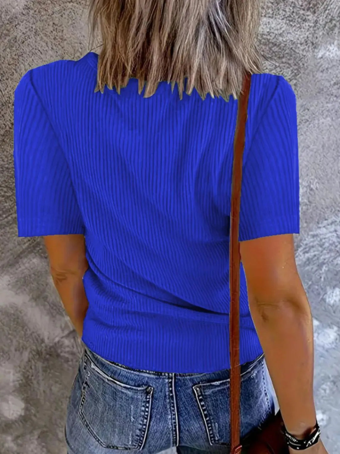 Solid V-Neck Short Sleeve T-Shirt - Tigbul's Variety Fashion Shop