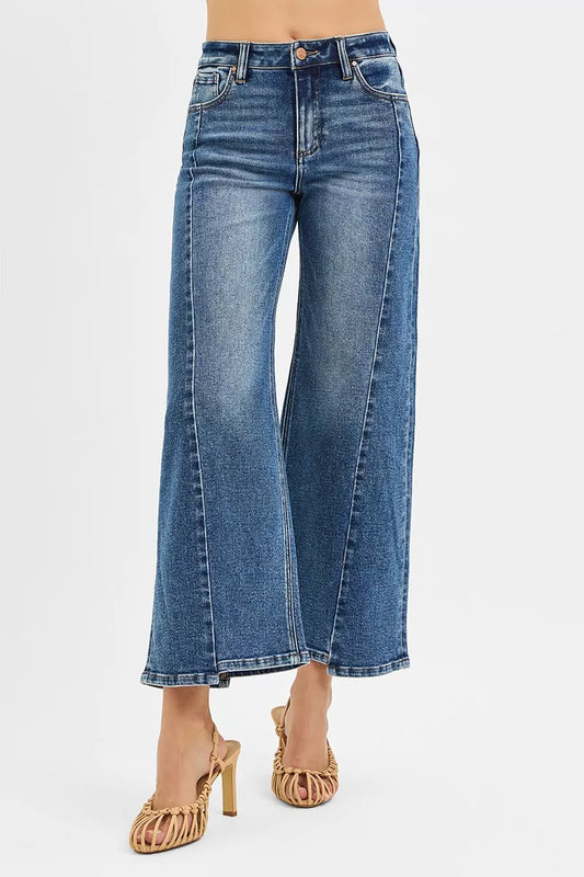 RISEN High Rise Crop Wide Leg Jeans with Step Hem - Tigbul's Variety Fashion Shop
