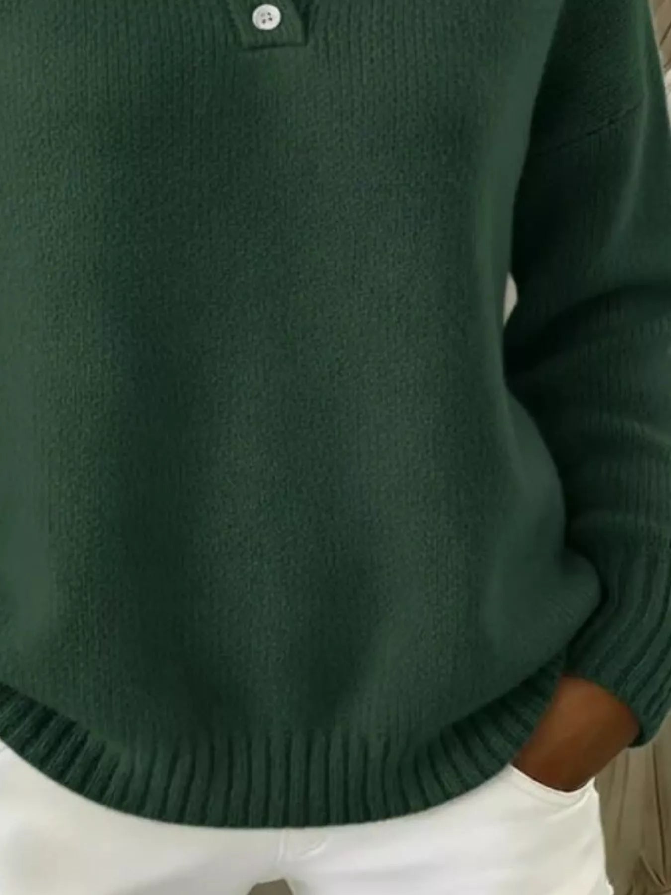 Full Size Button Detail Drop Shoulder Sweater Plus Size - Tigbul's Variety Fashion Shop