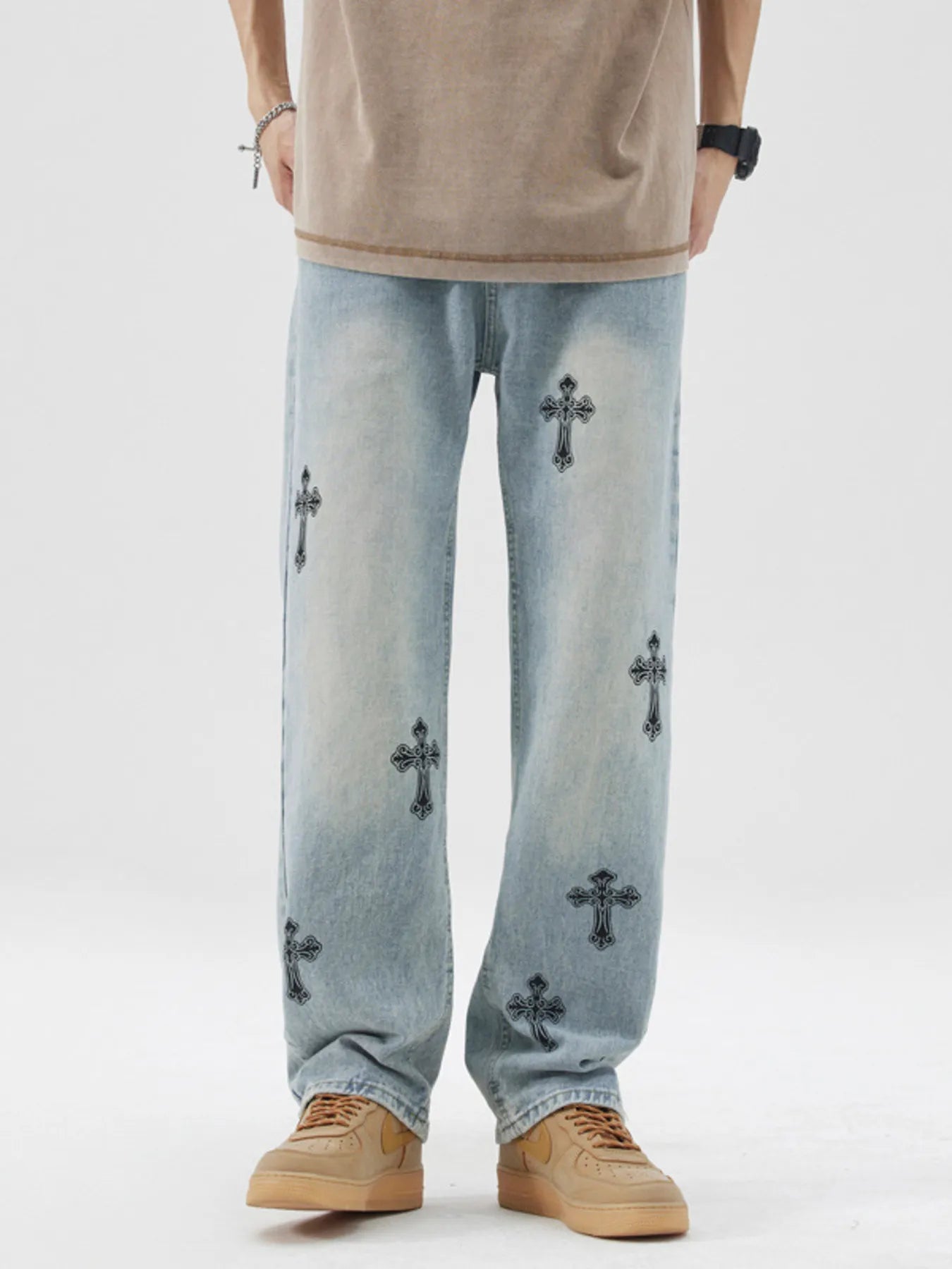 Men's Full Size Cross Wide Leg Jeans Plus Size - Tigbul's Variety Fashion Shop
