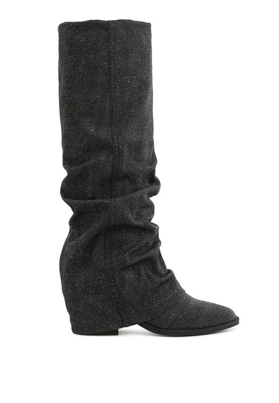 Capella Fold-Over Slouchy Denim Boot - Tigbul's Variety Fashion Shop