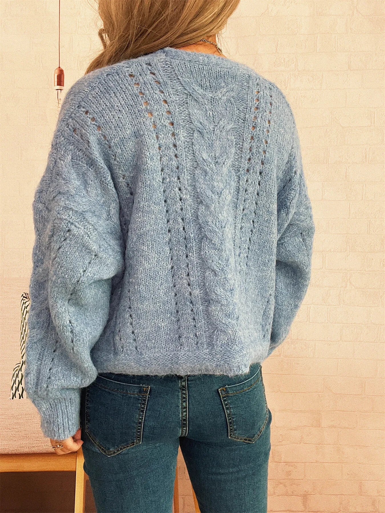 Cable Knit Button-Up Cardigan - Tigbul's Variety Fashion Shop