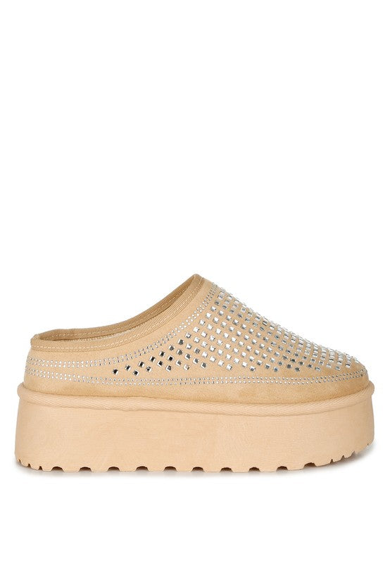 Kickles Rhinestones Embellished Classic Platform - Tigbul's Variety Fashion Shop
