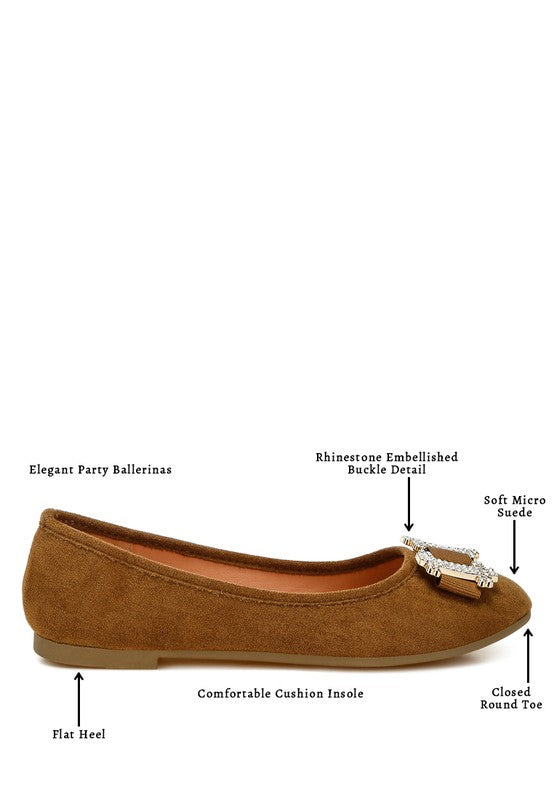 Prajik Rhinestone Buckle Detail Ballerinas - Tigbul's Variety Fashion Shop