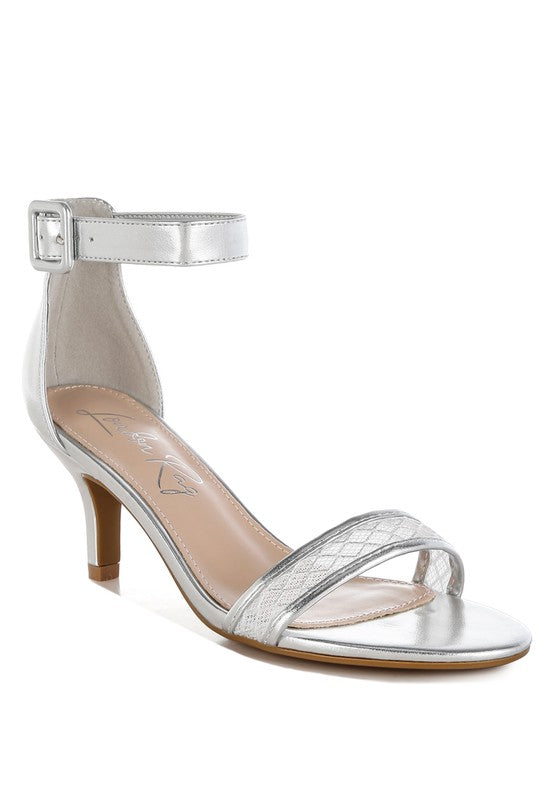Ninto Metallic Faux Leather Kitten Heel Sandals - Tigbul's Variety Fashion Shop