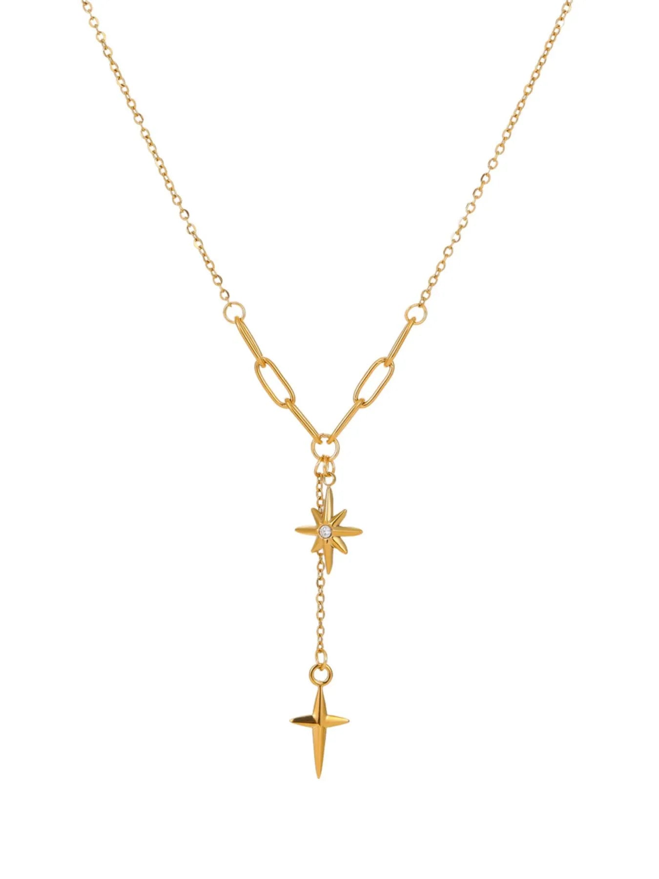 18K Gold-Plated Star Cross Pendant Necklace - Tigbul's Variety Fashion Shop