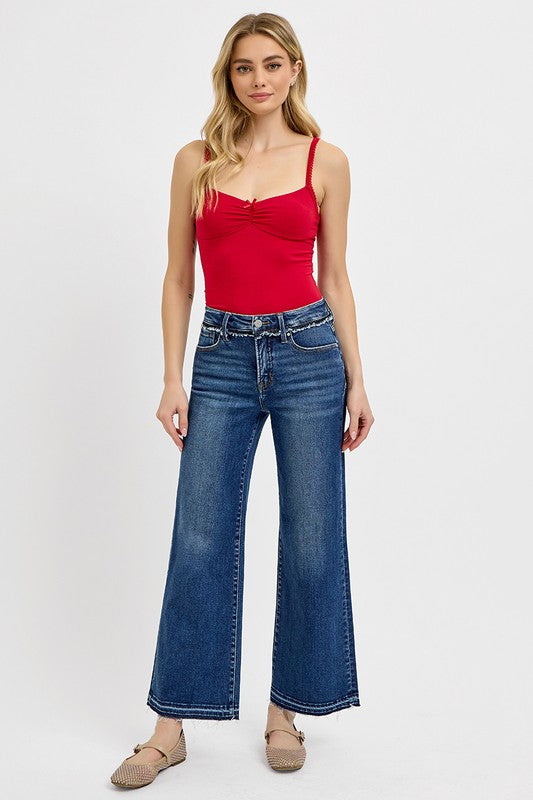 Dark Blue Tummy Control Bootcut Jeans - Tigbul's Variety Fashion Shop