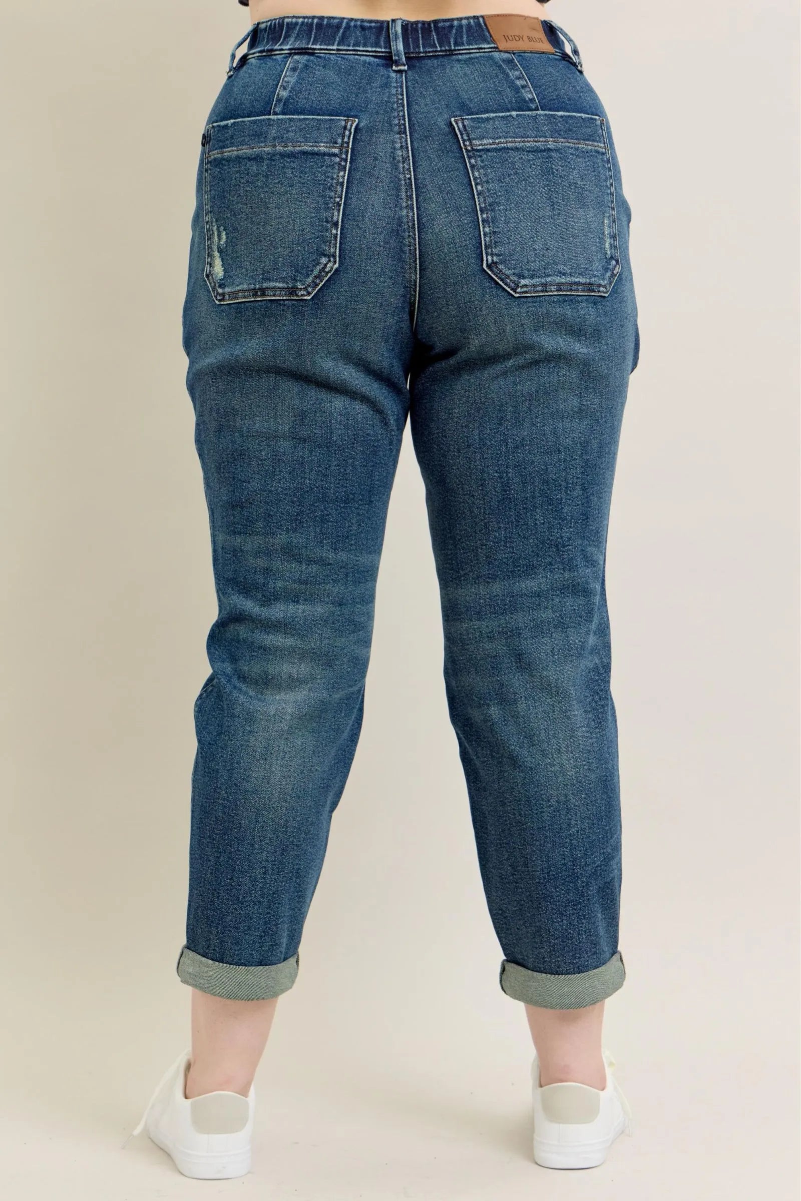 Judy Blue Full Size HW Vintage Wash Jeans w/ Drawstring Plus Size - Tigbul's Variety Fashion Shop