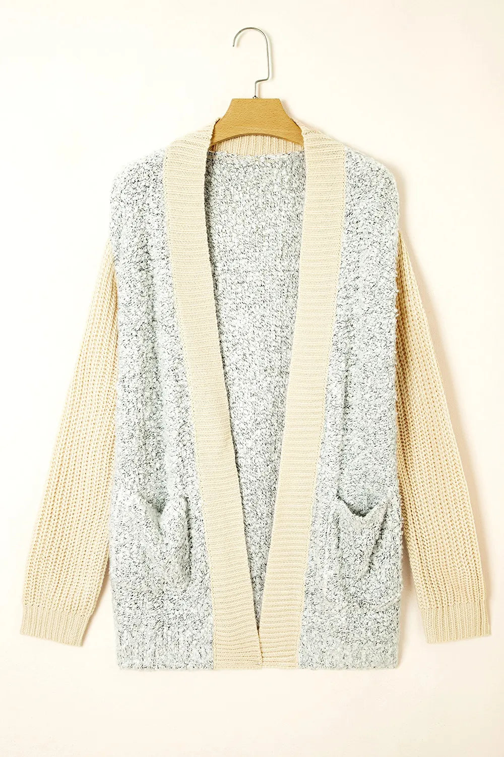 Color Block Side Pockets Open Front Cardigan - Tigbul's Variety Fashion Shop