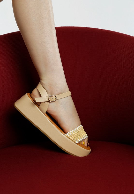 Anglong Raffia Flatform Sandals - Tigbul's Variety Fashion Shop