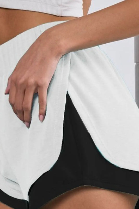 French Terry Knit Color Block with Sid Slit Shorts - Tigbul's Variety Fashion Shop