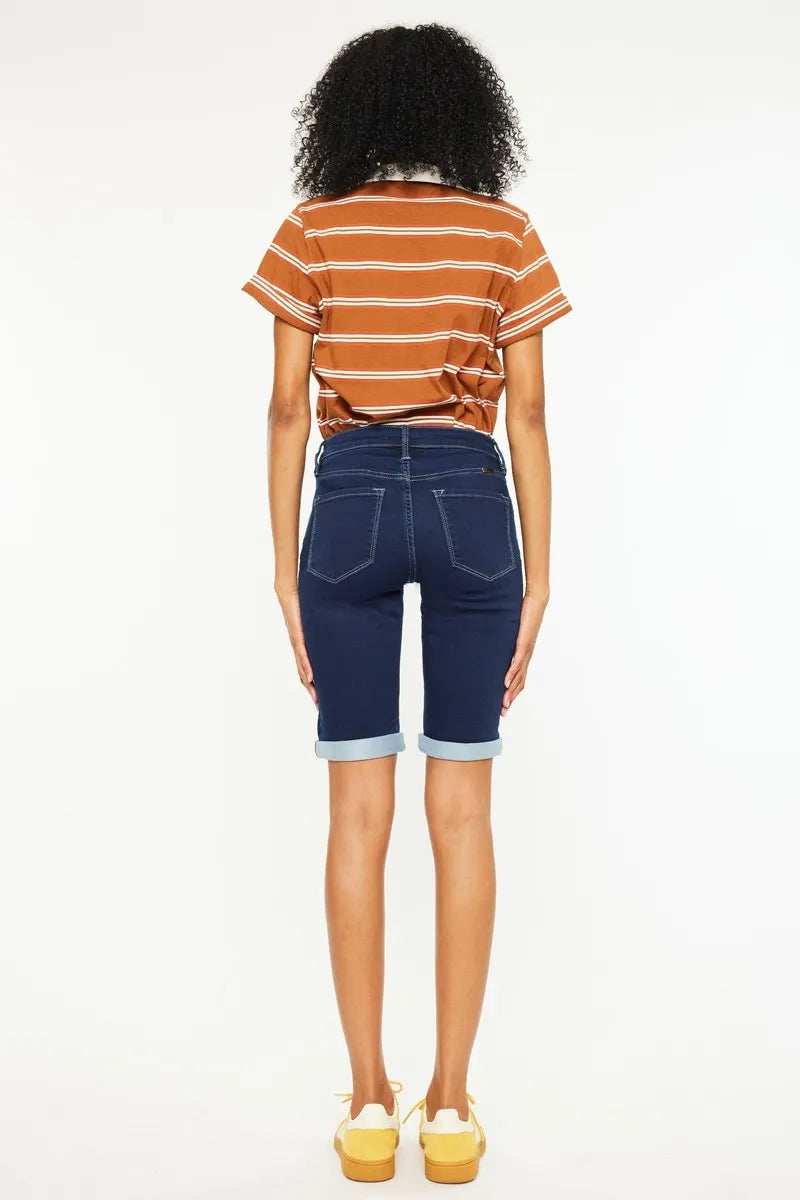 Kancan Mid Rise Bermuda Denim Shorts - Tigbul's Variety Fashion Shop