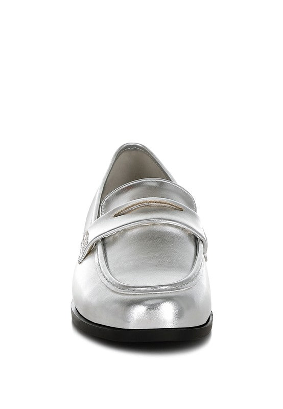 Rugle Metallic Faux Leather Flat Loafers - Tigbul's Variety Fashion Shop