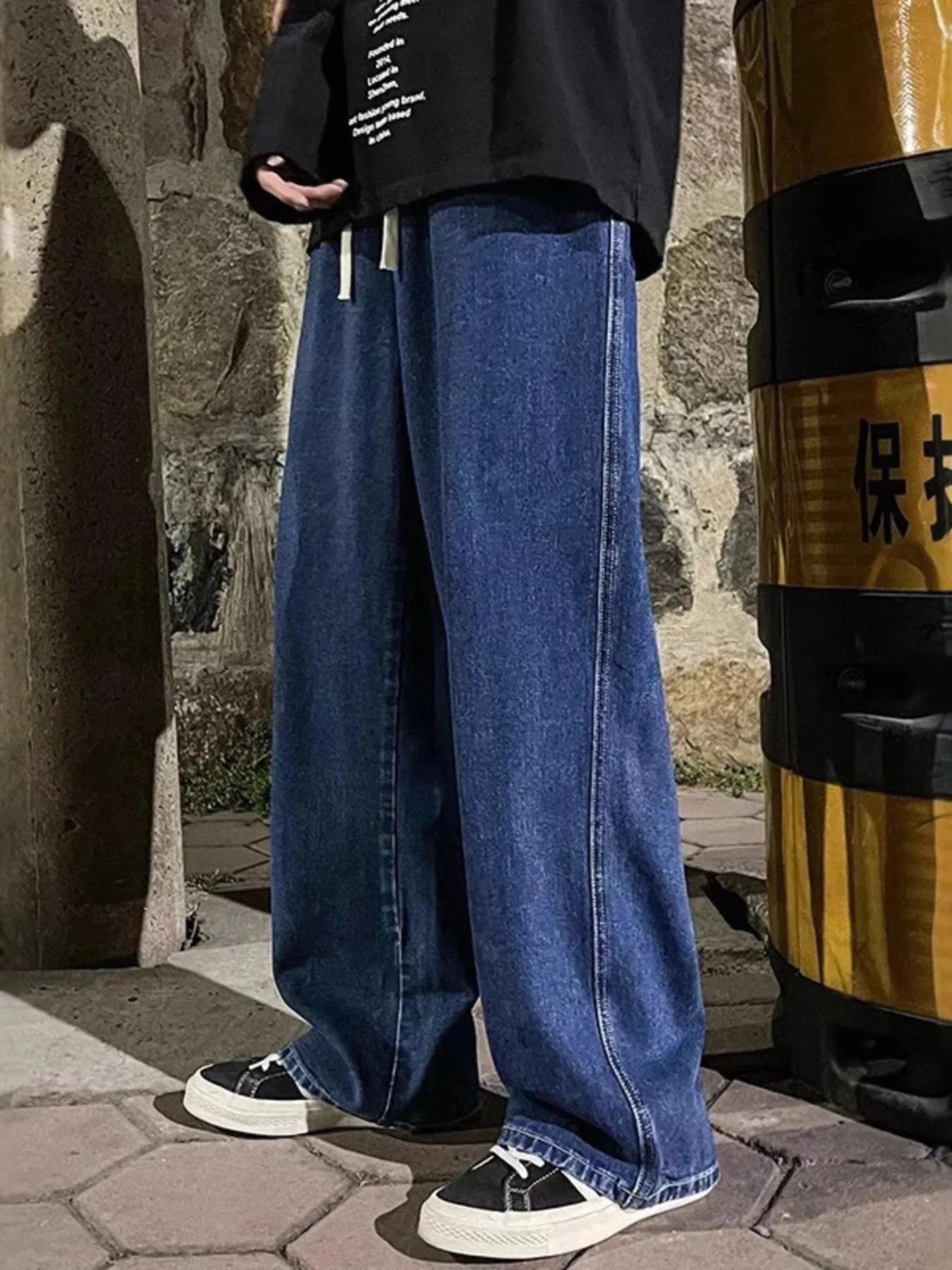 Men's Full Size Drawstring Wide Leg Jeans Plus Size - Tigbul's Variety Fashion Shop