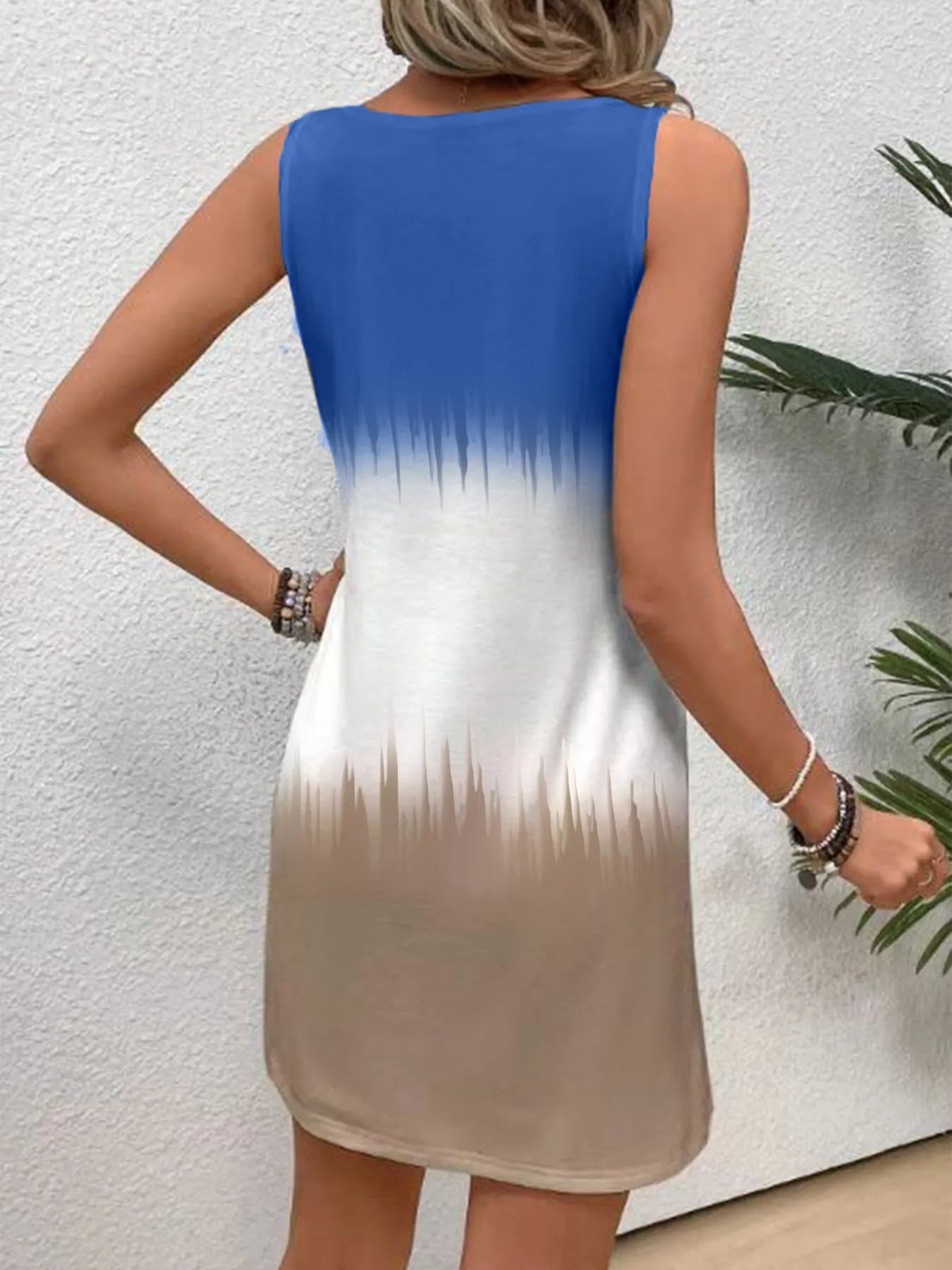 Color Block Round Neck Tank Dress - Tigbul's Variety Fashion Shop