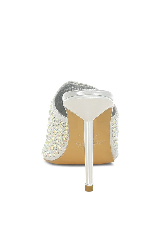 Farasha AB Rhinestone Slip-On Stiletto Heels - Tigbul's Variety Fashion Shop