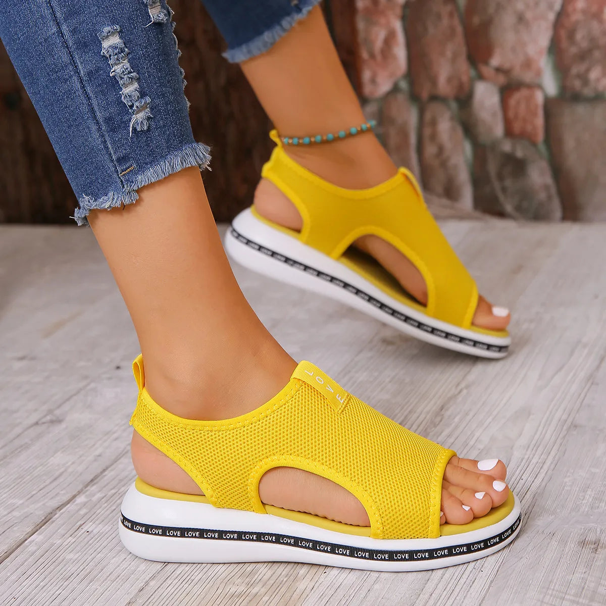 Mesh Open Toe Platform Sandals - Tigbul's Variety Fashion Shop