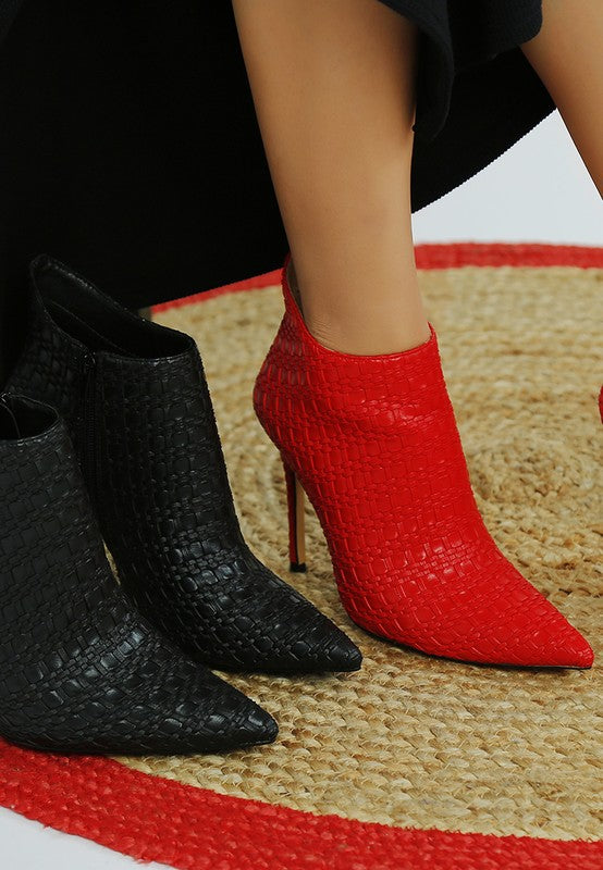 Lolita Woven Texture Stiletto Boot - Tigbul's Variety Fashion Shop