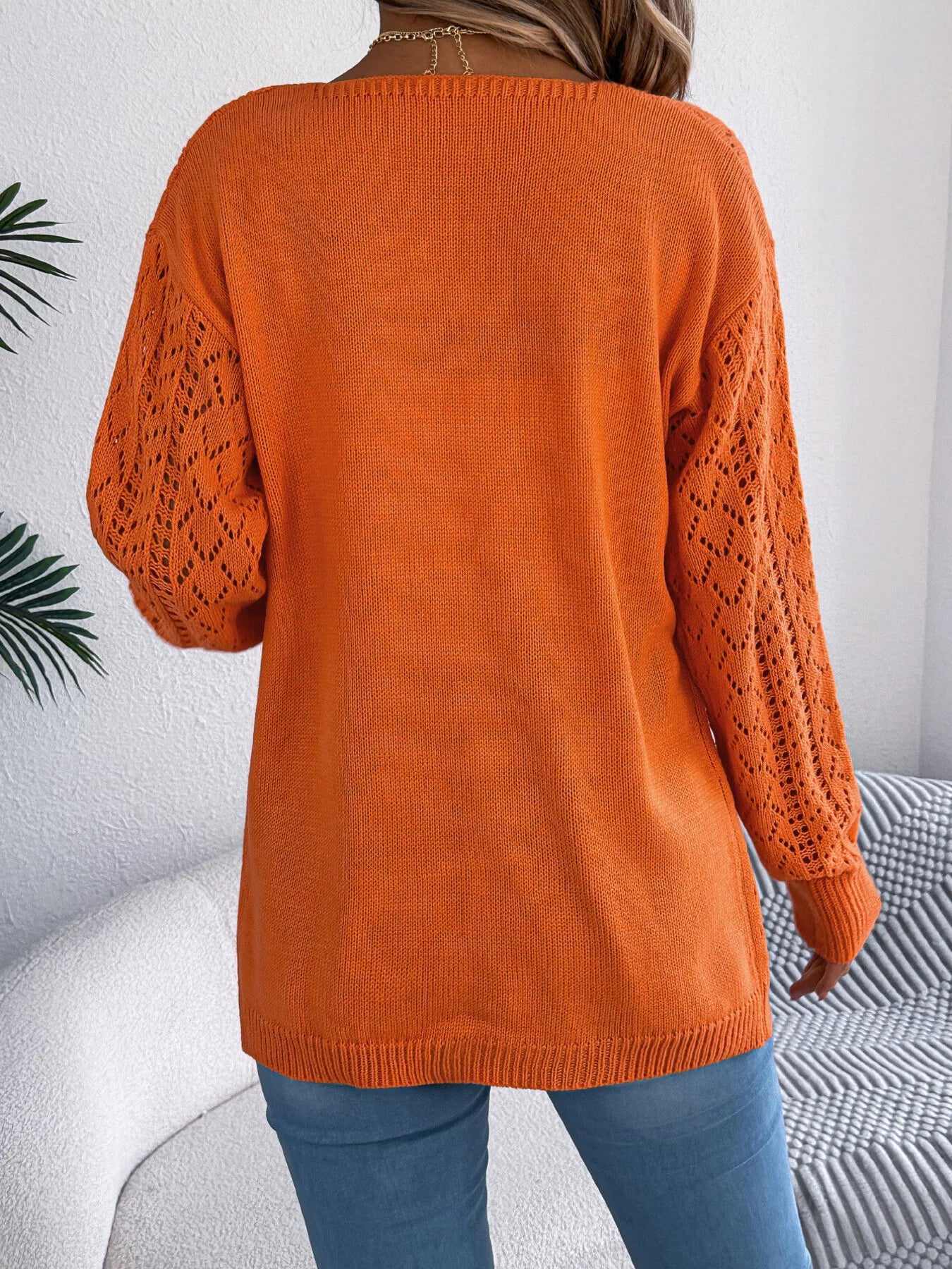 Openwork Open-Front Long Sleeve Cardigan - Tigbul's Variety Fashion Shop