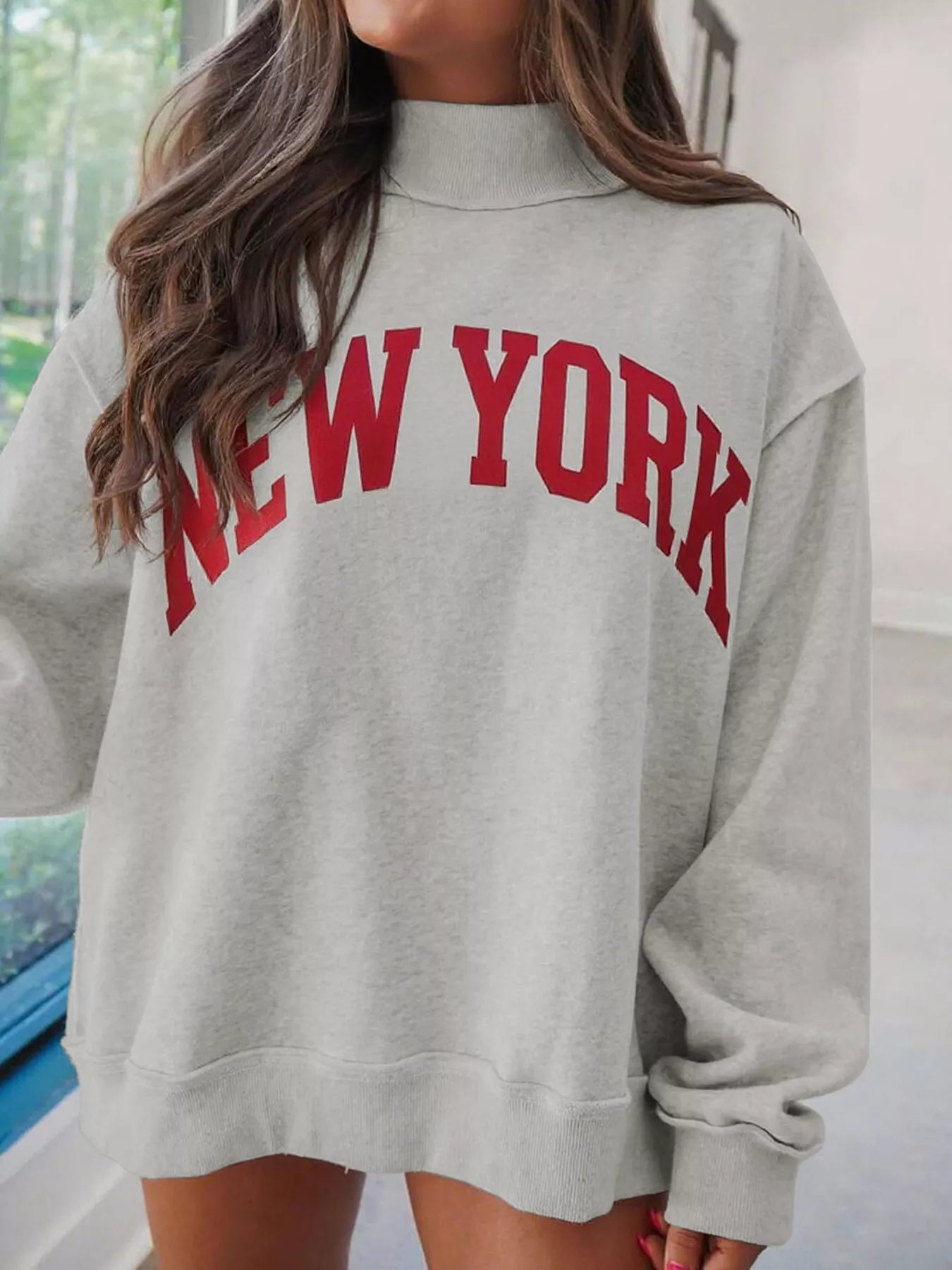New York Oversized Dropped Shoulder Sweatshirt - Tigbul's Variety Fashion Shop