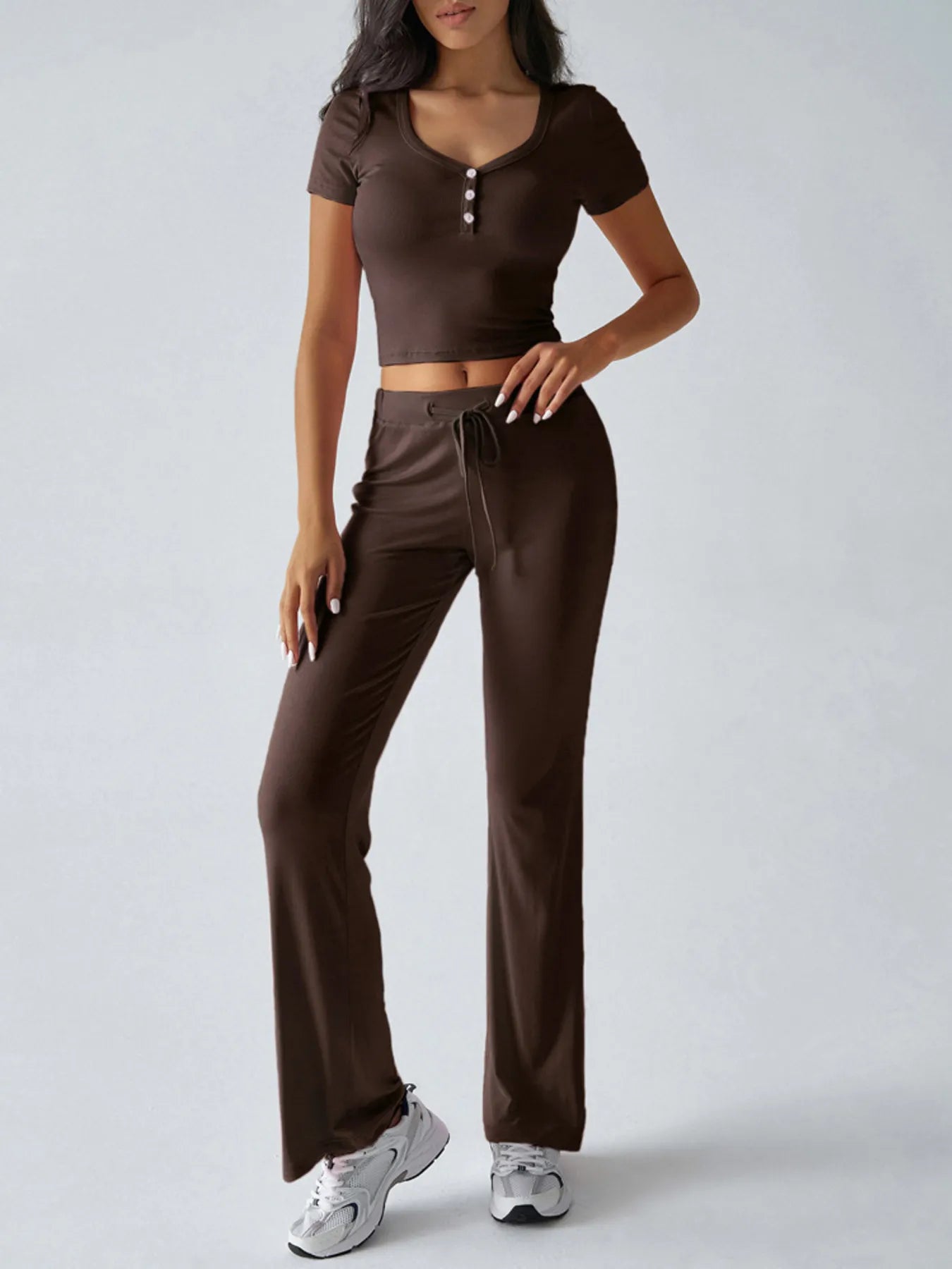 Casual Ribbed Short Sleeve Top and Pants Set - Tigbul's Variety Fashion Shop
