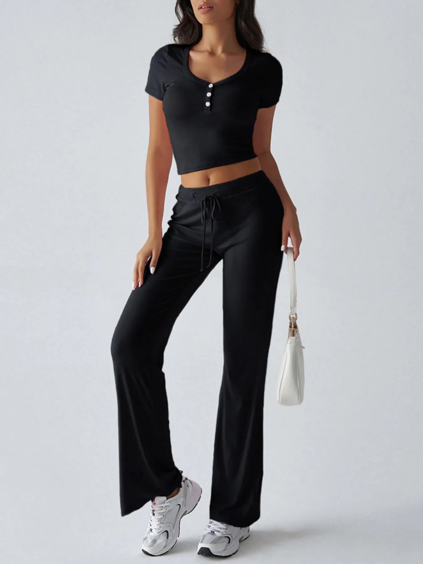 Casual Ribbed Short Sleeve Top and Pants Set - Tigbul's Variety Fashion Shop