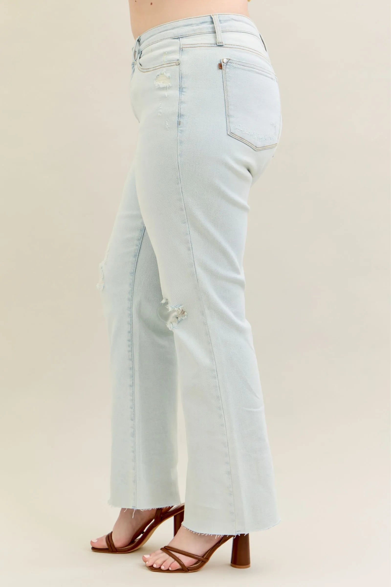 Judy Blue Full Size Destroy & Fray Hem Bootcut Jeans Plus Size - Tigbul's Variety Fashion Shop