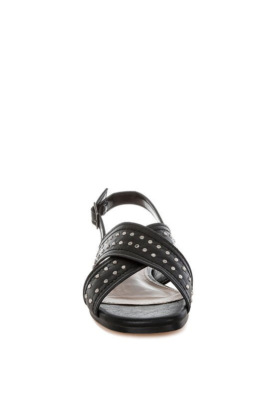 Calluna Stud Embellished Buckled Flats - Tigbul's Variety Fashion Shop