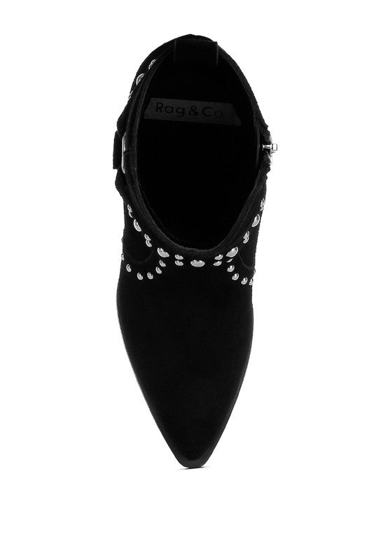 Rodeo Studded Suede Ankle Boots - Tigbul's Variety Fashion Shop